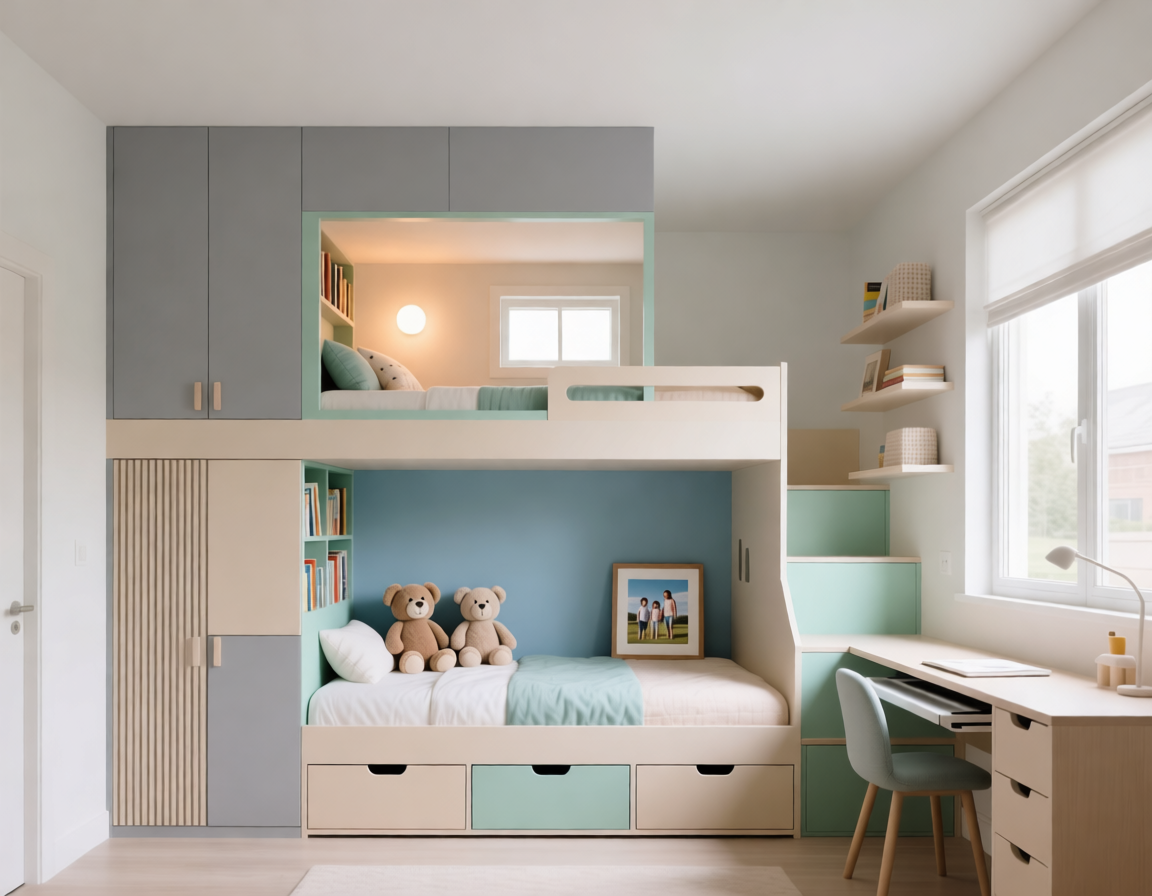 Space-Saving Kids' Room Makeovers Using Bunk Beds with Storage