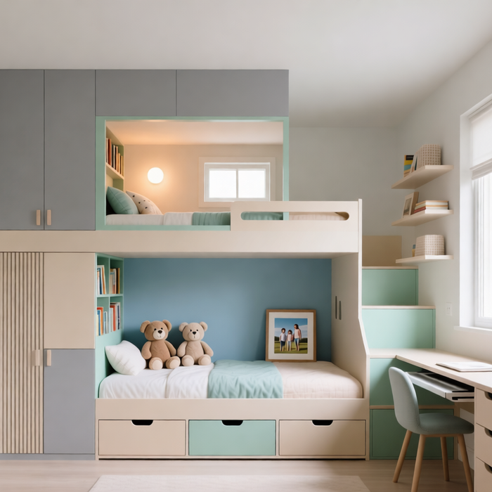 Space-Saving Kids' Room Makeovers Using Bunk Beds with Storage