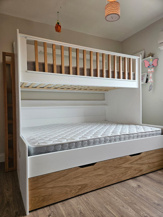 Oak trundle bunk with ladder